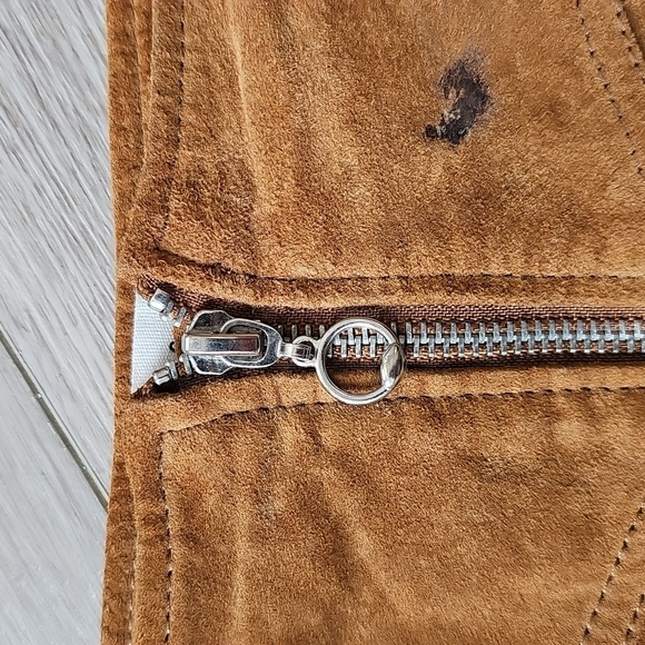 Anthropologie Six Crisp Days Genuine Suede Front Zip Up Mini Skirt Large *flaws* - Picture 7 of 17